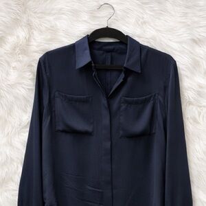 J.Crew Navy Blue Silk Blouse – Size 8